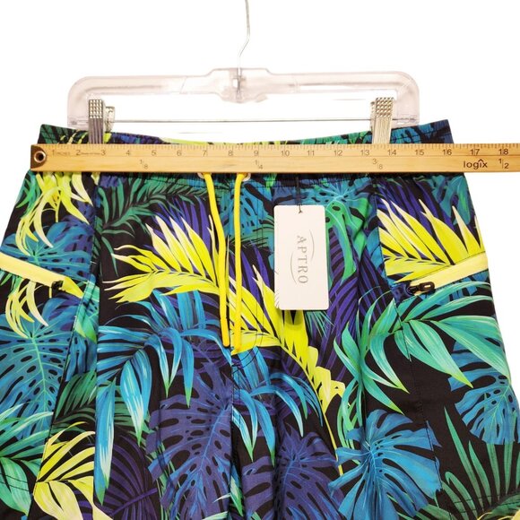 Aptro Mens Tropical Leaf Print Swim Trunks Shorts Size L - Picture 3 of 7